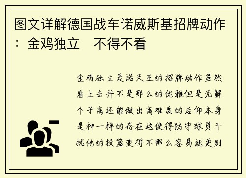 图文详解德国战车诺威斯基招牌动作：金鸡独立   不得不看